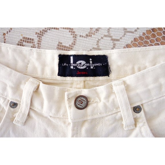 Vintage 90s Y2K l.e.i. Off White Denim High Waist Relaxed Jean Shorts 5 26 27 28 - Picture 6 of 6